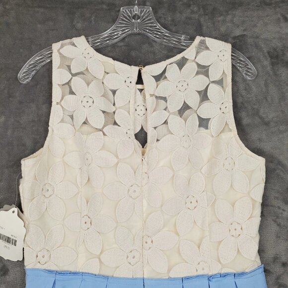 Altard State Dress Blue Cream Floral Lace Tulle Cottage Fairy Pleated Size L NEW - Picture 4 of 16